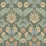 Myrtle Sea Green Floral Ogee Wallpaper roll by A-Street Prints