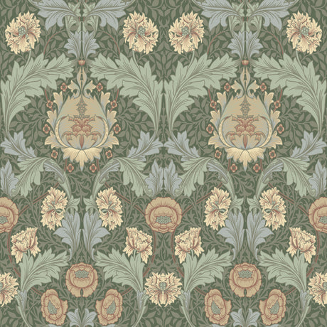 Myrtle Sea Green Floral Ogee Wallpaper roll by A-Street Prints