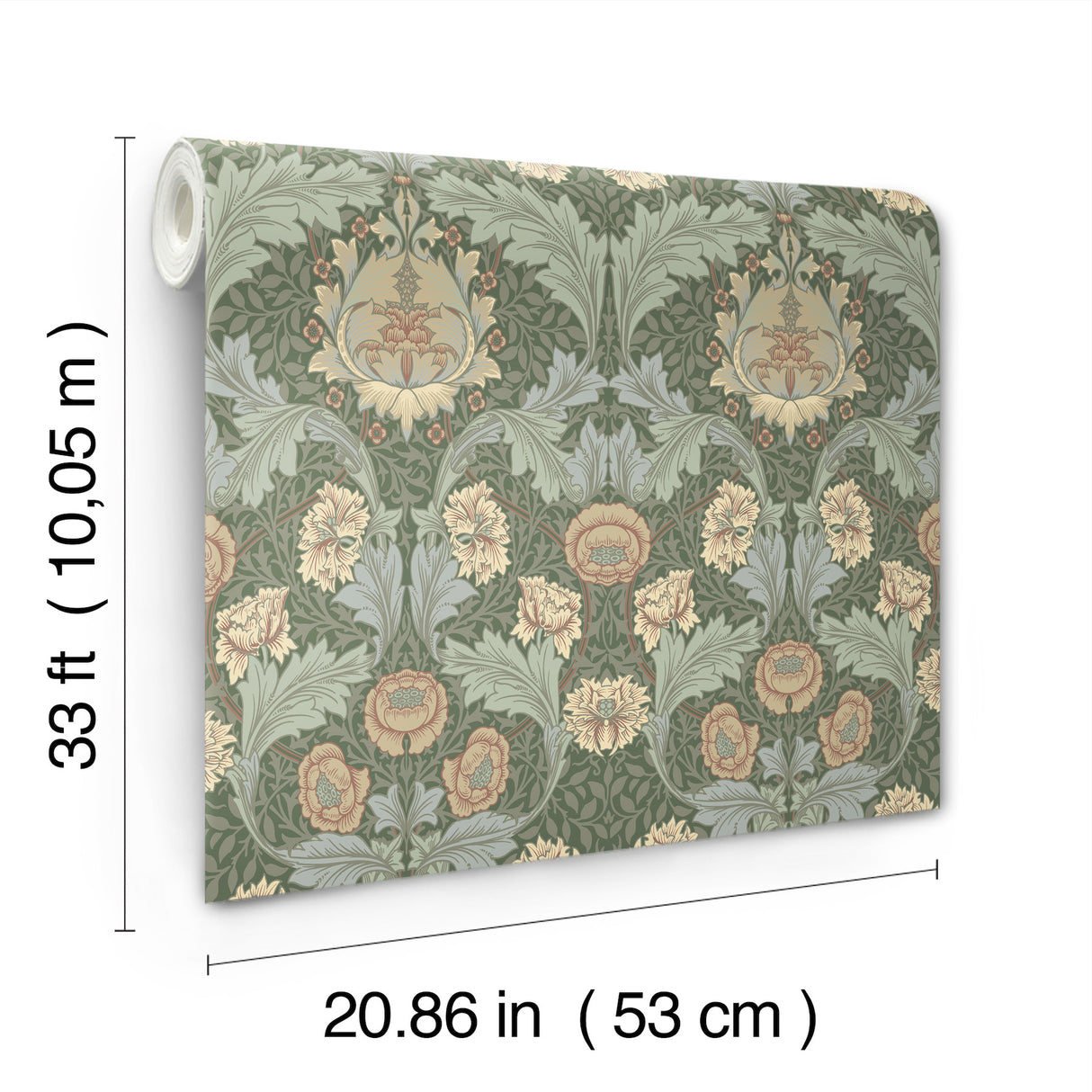 Myrtle Sea Green by A-Street Prints Floral Ogee Wallpaper – Brewster Home Fashions 4171-82059