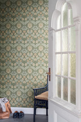 Myrtle Sea Green by A-Street Prints Floral Ogee Wallpaper – Brewster Home Fashions 4171-82059
