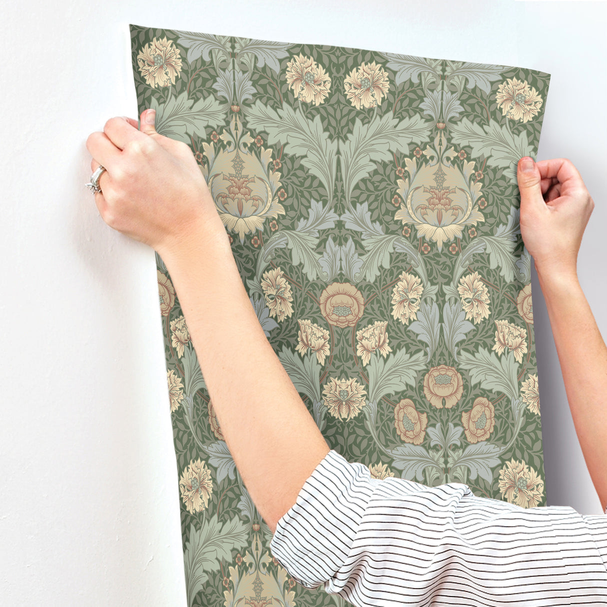 Myrtle Sea Green by A-Street Prints Floral Ogee Wallpaper – Brewster Home Fashions 4171-82059