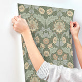 Myrtle Sea Green by A-Street Prints Floral Ogee Wallpaper – Brewster Home Fashions 4171-82059