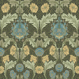 Myrtle Dark Green Floral Ogee Wallpaper – A-Street Prints