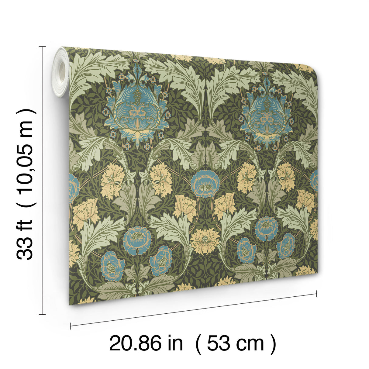 Myrtle Dark Green by A-Street Prints Floral Ogee Wallpaper – Brewster Home Fashions 4171-82060