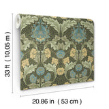 Myrtle Dark Green by A-Street Prints Floral Ogee Wallpaper – Brewster Home Fashions 4171-82060