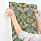 Myrtle Dark Green by A-Street Prints Floral Ogee Wallpaper – Brewster Home Fashions 4171-82060