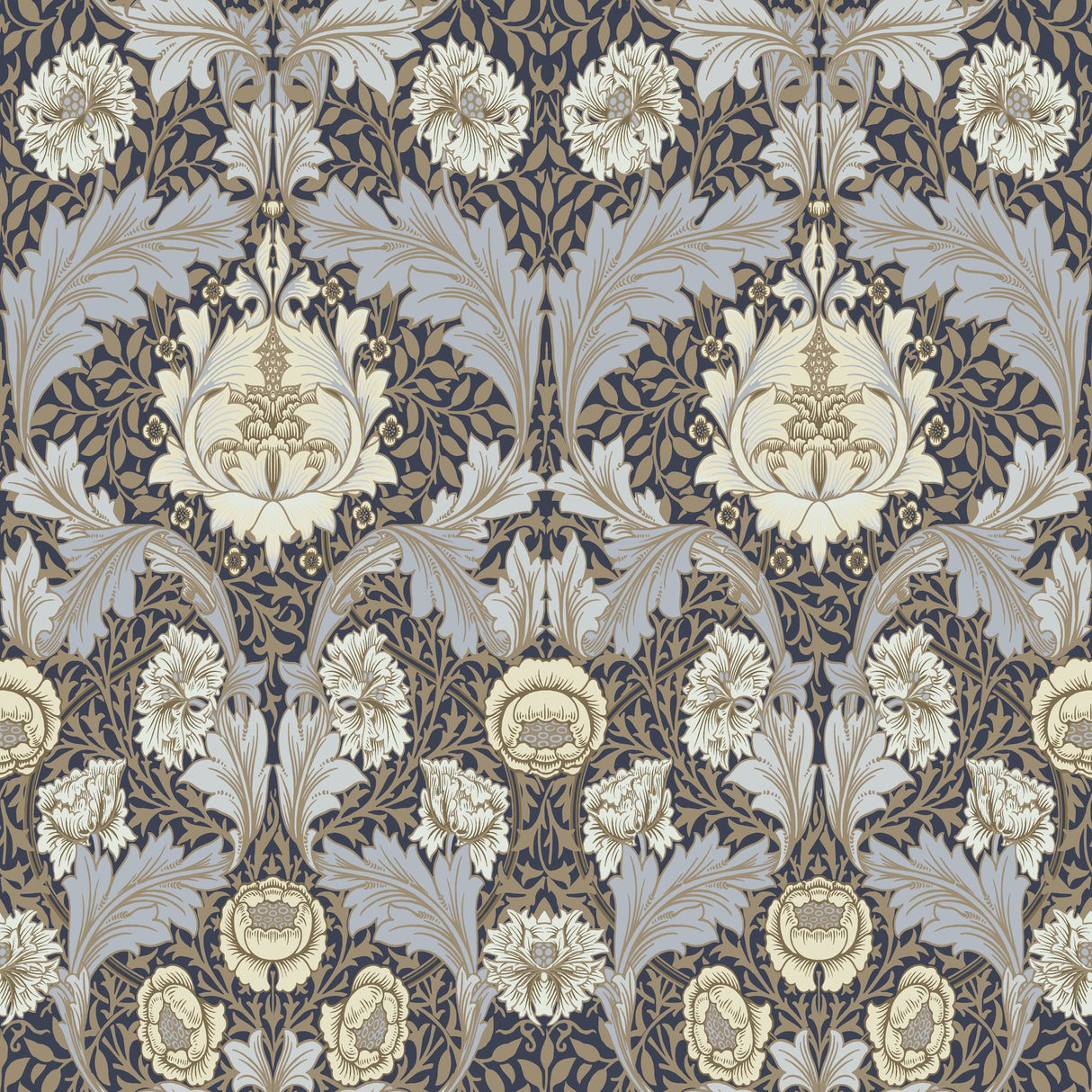 Myrtle Blue Floral Ogee Wallpaper by A-Street Prints