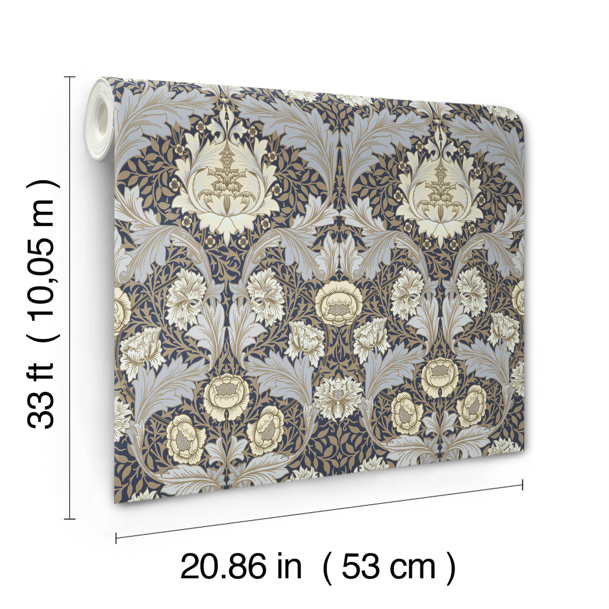 Myrtle Blue Floral Ogee by A-Street Prints Wallpaper – Brewster Home Fashions 4171-82061