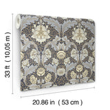Myrtle Blue Floral Ogee by A-Street Prints Wallpaper – Brewster Home Fashions 4171-82061