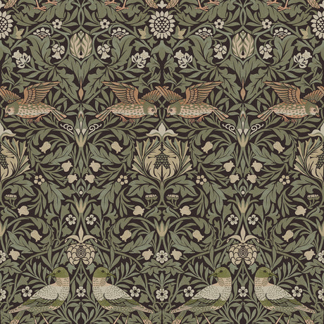 Bird Brown Floral Thicket Wallpaper – A-Street Prints 4171-82064