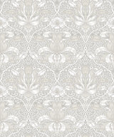 Spring Thicket Dove tulip damask wallpaper in grey by A-Street Prints, 20.9 in x 33 ft roll