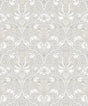 Spring Thicket Dove tulip damask wallpaper in grey by A-Street Prints, 20.9 in x 33 ft roll