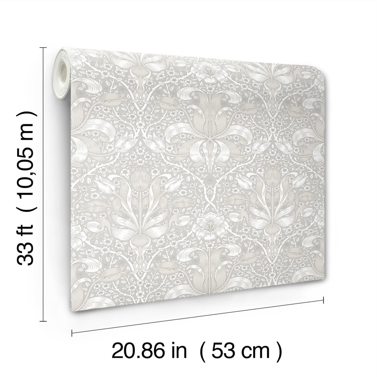 Spring Thicket Dove by A-Street Prints Tulip Damask Wallpaper – Brewster Home Fashions 4171-82065