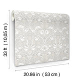 Spring Thicket Dove by A-Street Prints Tulip Damask Wallpaper – Brewster Home Fashions 4171-82065