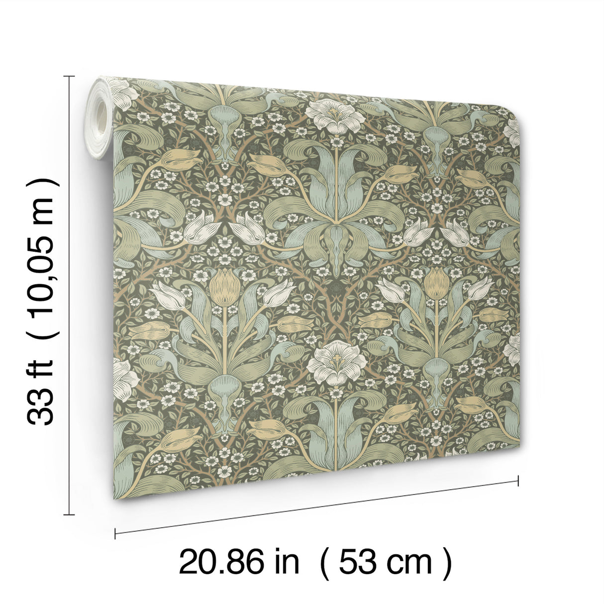 Spring Thicket Green by A-Street Prints Tulip Damask Wallpaper – Brewster Home Fashions 4171-82067