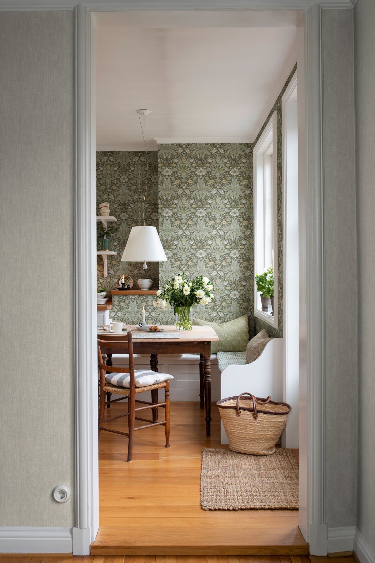 Spring Thicket Green by A-Street Prints Tulip Damask Wallpaper – Brewster Home Fashions 4171-82067