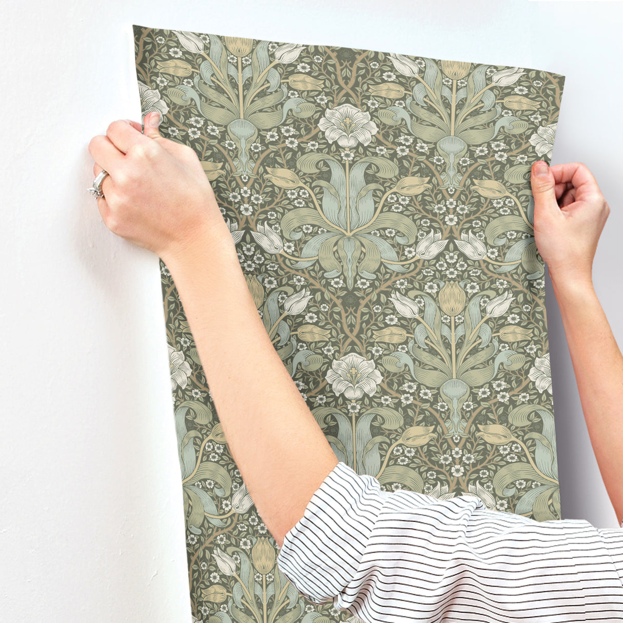 Spring Thicket Green by A-Street Prints Tulip Damask Wallpaper – Brewster Home Fashions 4171-82067
