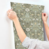 Spring Thicket Green by A-Street Prints Tulip Damask Wallpaper – Brewster Home Fashions 4171-82067
