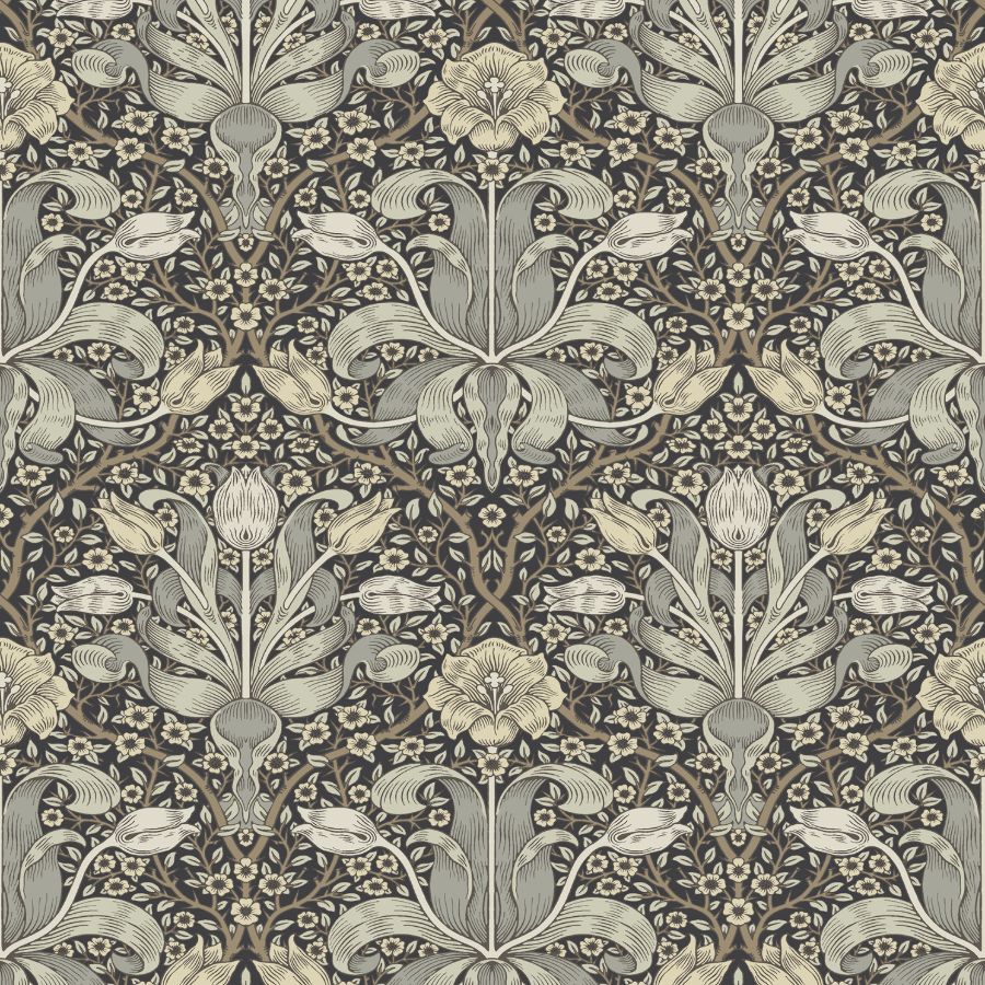 A-Street Prints Spring Thicket Blue Tulip Damask Wallpaper