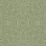 Ceiling Green Intricate Floral Wallpaper roll and pattern in two-tone green