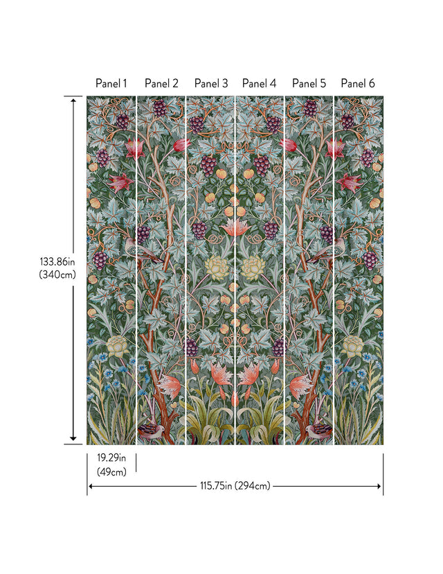 Vine Embroidery Sea Green by A-Street Prints Wall Mural – Brewster Home Fashions 4171-HT84001