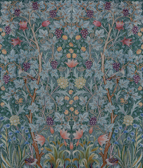Vine Embroidery Teal Wall Mural by A-Street Prints