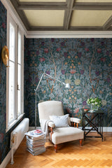 Vine Embroidery Teal by A-Street Prints Wall Mural – Brewster Home Fashions 4171-HT84002
