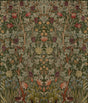 Vine Embroidery Dark Green wall mural with fruiting vines and symmetrical foliage in six panels