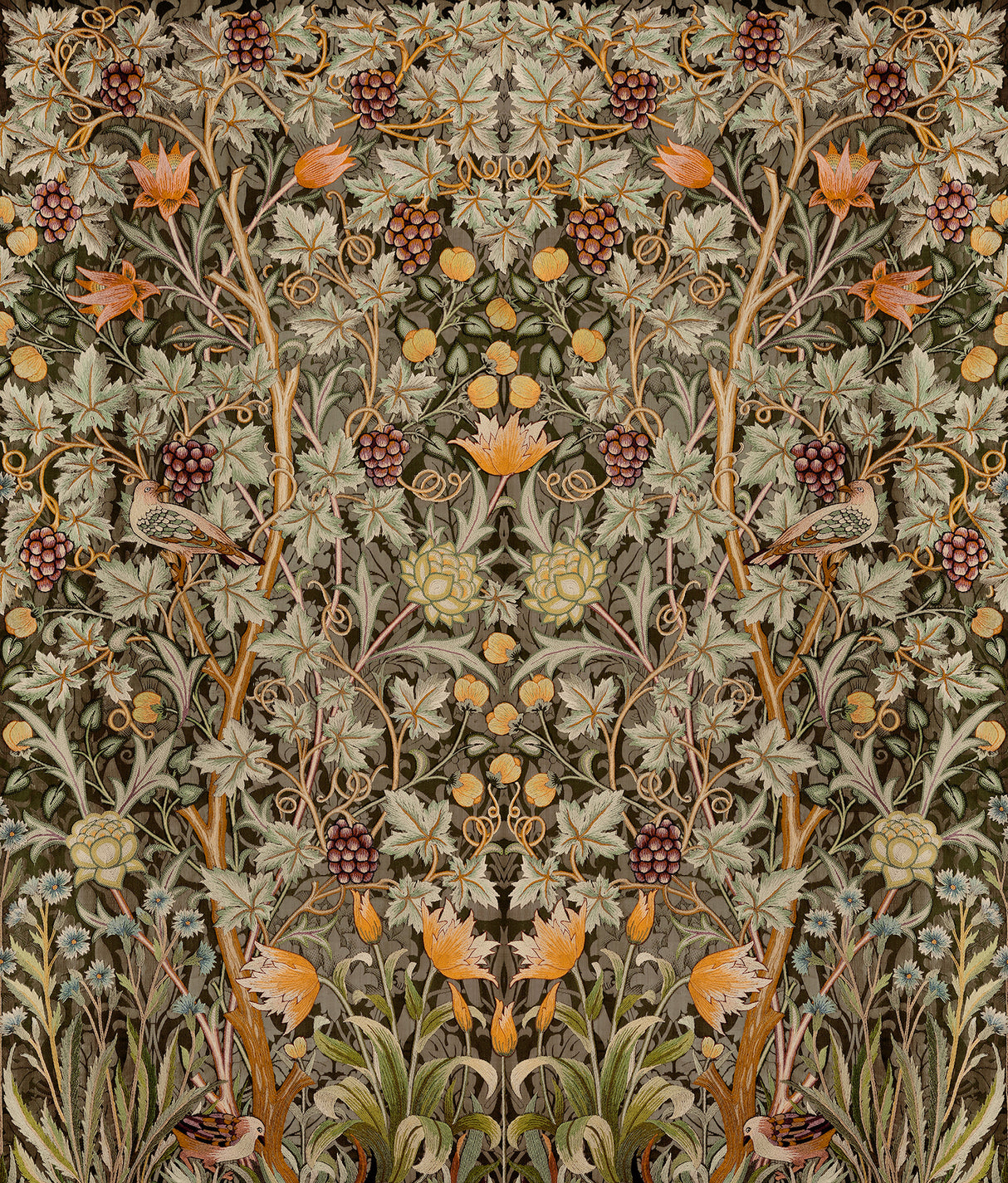 Vine Embroidery Green Wall Mural by A-Street Prints