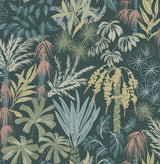 Everglades Dark Green botanical wallpaper roll with tropical palm design