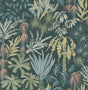 Everglades Dark Green botanical wallpaper roll with tropical palm design