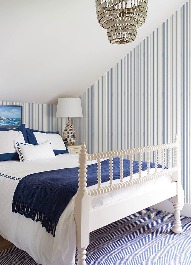 Navarres Stripe Blue by A-Street Prints Faux Linen Wallpaper- A-Street Prints 4172-27484