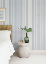 Navarres Stripe Blue by A-Street Prints Faux Linen Wallpaper- A-Street Prints 4172-27484