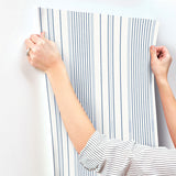 Navarres Stripe Blue by A-Street Prints Faux Linen Wallpaper- A-Street Prints 4172-27484