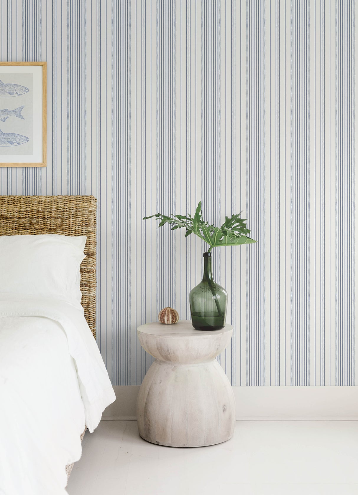 Navarres Stripe Blue by A-Street Prints Faux Linen Wallpaper- A-Street Prints 4172-27484