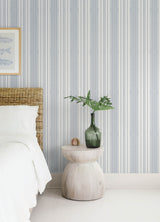 Navarres Stripe Blue by A-Street Prints Faux Linen Wallpaper- A-Street Prints 4172-27484