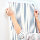 Navarres Stripe Blue by A-Street Prints Faux Linen Wallpaper- A-Street Prints 4172-27484