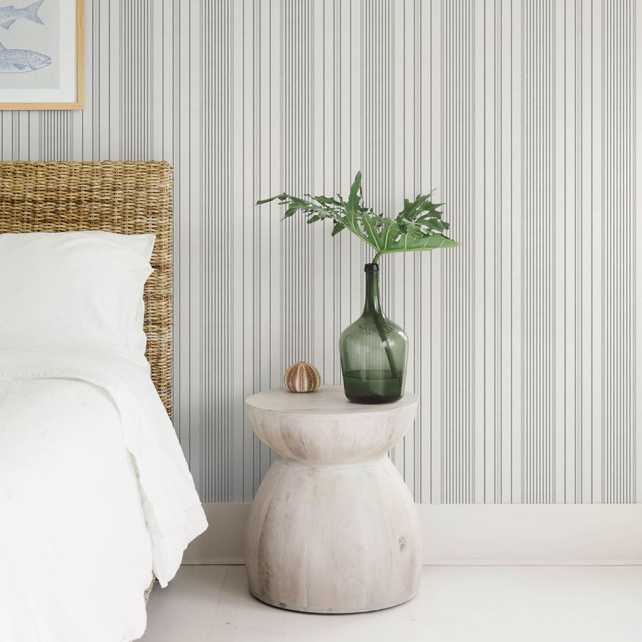 Navarres Stripe Charcoal by A-Street Prints Faux Linen Wallpaper- A-Street Prints 4172-27486