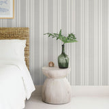 Navarres Stripe Charcoal by A-Street Prints Faux Linen Wallpaper- A-Street Prints 4172-27486