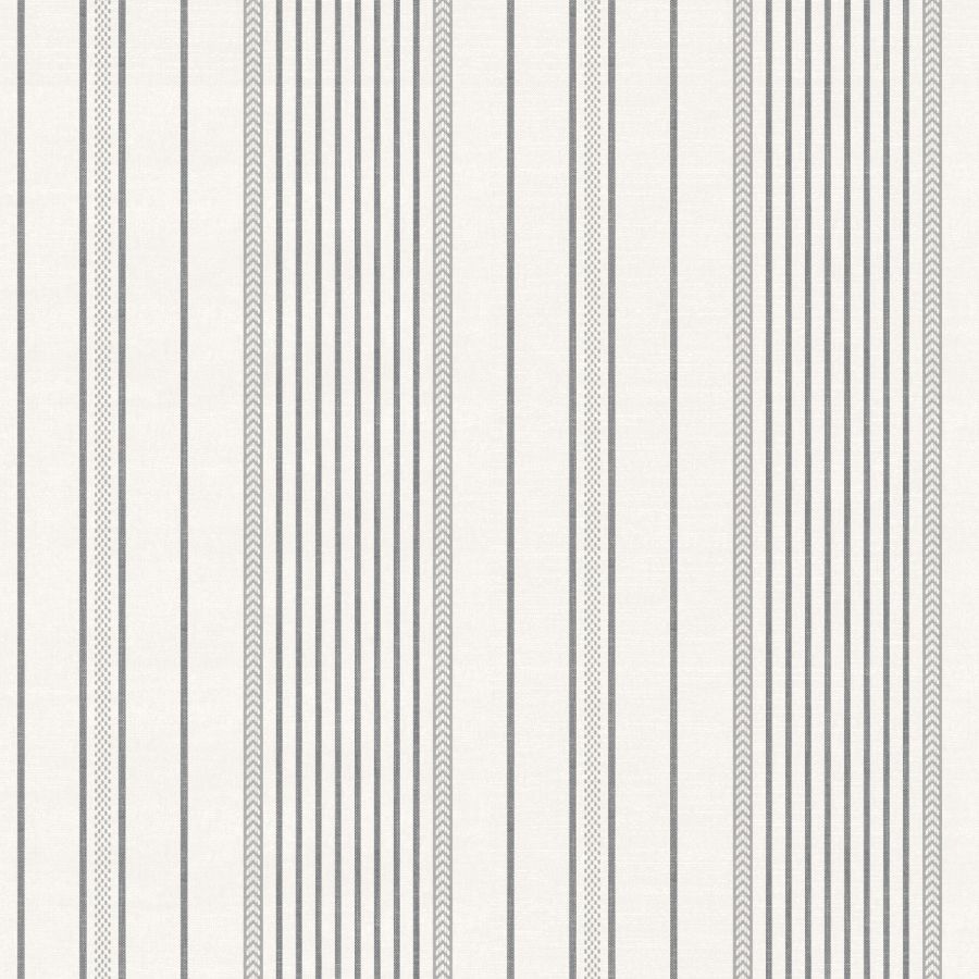 Navarres Stripe Charcoal Faux Linen Wallpaper by A-Street Prints