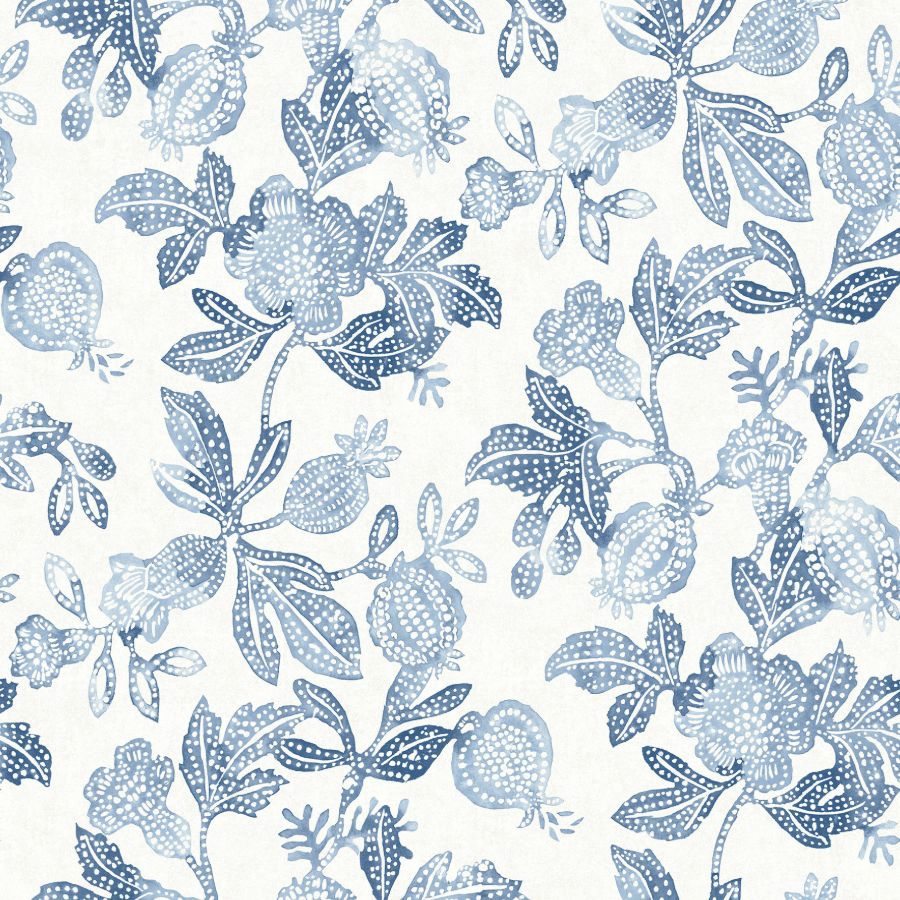 Beach Rose Blue Floral Fruits Wallpaper by A-Street Prints