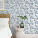 Beach Rose Blue by A-Street Prints Floral Fruits Wallpaper- A-Street Prints 4172-27492