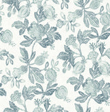 Beach Rose Teal Floral Fruits Wallpaper by A-Street Prints roll detail
