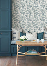 Beach Rose Teal by A-Street Prints Floral Fruits Wallpaper- A-Street Prints 4172-27494