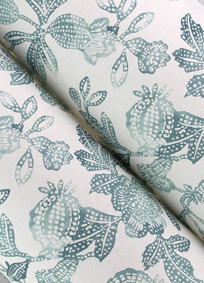 Beach Rose Teal by A-Street Prints Floral Fruits Wallpaper- A-Street Prints 4172-27494