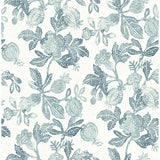 Beach Rose Teal Floral Fruits Wallpaper by A-Street Prints roll detail