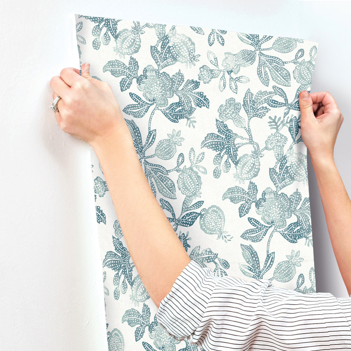 Beach Rose Teal by A-Street Prints Floral Fruits Wallpaper- A-Street Prints 4172-27494