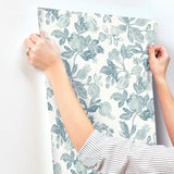 Beach Rose Teal by A-Street Prints Floral Fruits Wallpaper- A-Street Prints 4172-27494