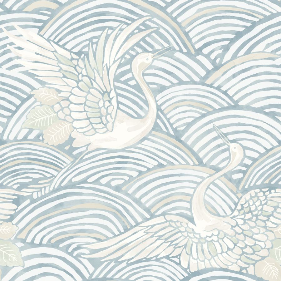 Egret Sky Blue Tidal Dance Wallpaper by A-Street Prints
