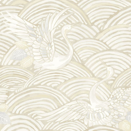 Egret Neutral Tidal Dance Wallpaper in Neutrals by A-Street Prints